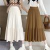Apricot Knitted Skirt for Women Autumn Winter High Waist Mid Pleated Long Korean Elegant Skirts