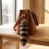 Plush Raccoon Tail Keyring Furry Animal Bag Charm 1pc Faux Fur Keychain with Soft Pompom for Purse and Keys