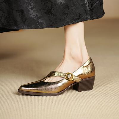 Модные туфли-лодочки из натуральной кожи для женщин 2025 Новое поступление Удобные женские весенние туфли Мэри Джейн на высоком каблуке Повседневные туфли-лодочки Туфли на высоком каблуке Женские
