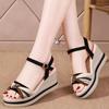 Women's Summer New Versatile Slip-on Buckle Sandals Wedge Heel Elevated Thick Sole Sandals
