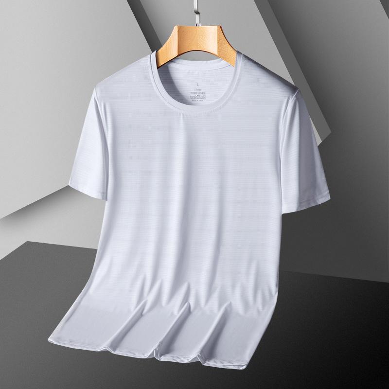 Крутая футболка из ледяного шелка с коротким рукавом, мужская футболка с короткими рукавами и фитнес-футболкой больших размеров, топ