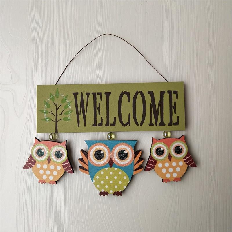 Pastoral Style Home Accessories Creative Personality Owl Listing Welcome To Welcome Store Wall Hangi