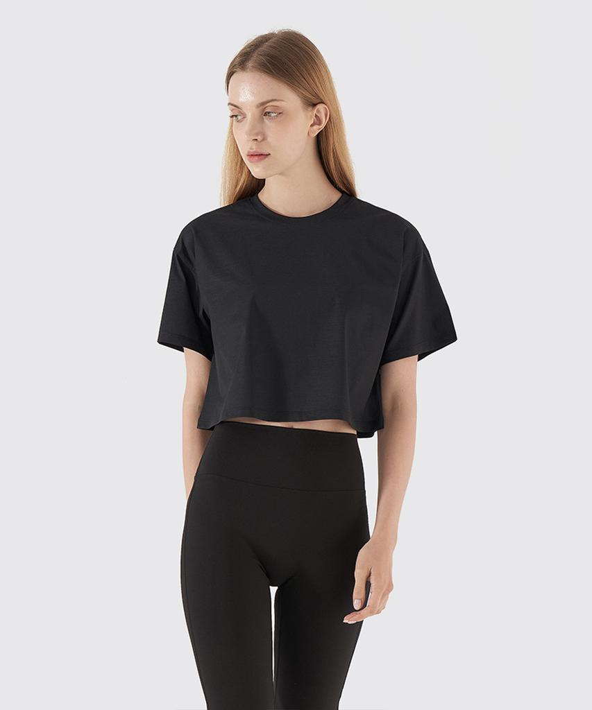 NOKJOK [2 Pack] Holly Crop Short Sleeve Tee 2-Piece Set (D Type)