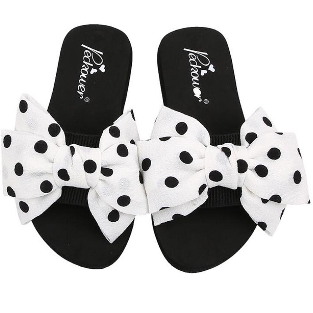 Slippers Women Wear Summer New Fashion Sandal Beach Slides Polka Dot Bow Shoes Comfortable Platform Flip Flops Woman's Sandalia