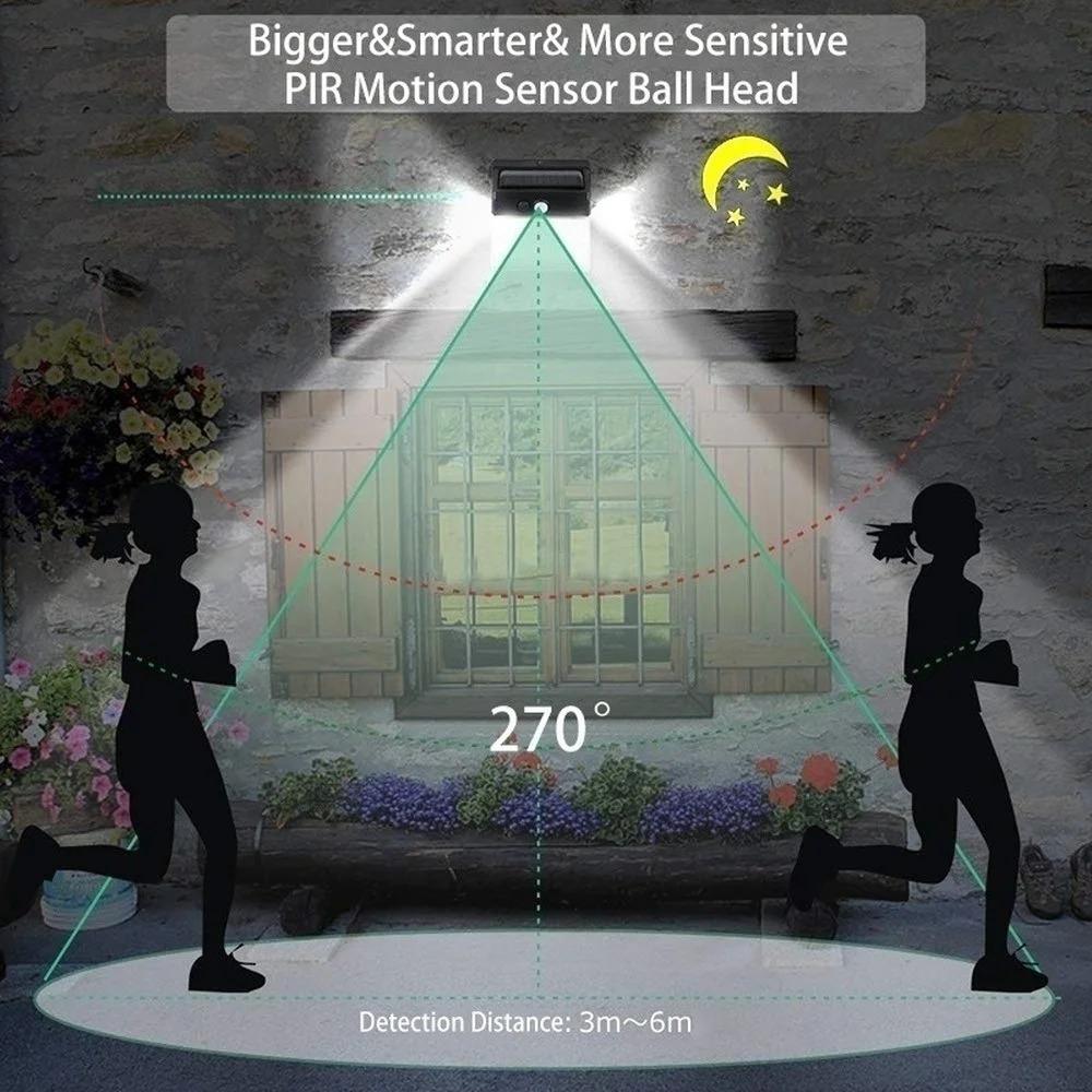 172 светодиодных солнечных фонарей, наружный супер яркий 3-режимный датчик движения, настенный солнечный светильник с широким углом обзора 270 градусов, охранное освещение