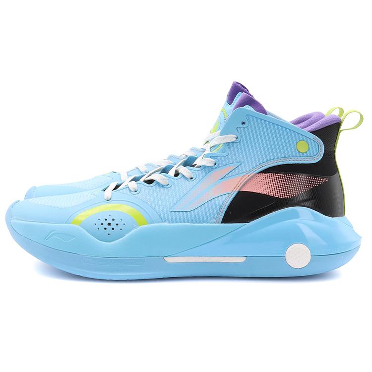 Li Ning YuShuai 15 Амортизация TPU Скользкие Устойчивые к истиранию Средние Баскетбольные кроссовки Мужские Лунный белый Синий ABAR043-14