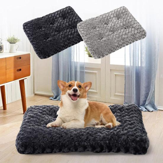Dog Bed Soft Fuzzy Removable Washable Cover Non-slip Bottom Waterproof Rectangle Large Sized Dog Puppy Sleeping Mattress Mat Cushion Pet Supplies