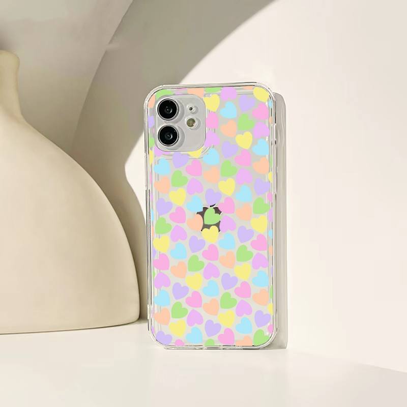 Чехол для телефона с сердечками и пульсацией для Iphone 11 12 13 14 Pro Max 7 8 Plus X Xr Xs Max Se 2020, мини-прозрачный чехол