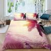 Tropical Animals Duvet Cover Exotic Animal Silhouette Sunset Bedding Set Full For Girls Boys Decor Hawaii Sea Wave Quilt Cover