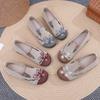 2025 Summer Cloth Shoes Women's Shoes Breathable Soft Sole Round Head Embroidered Shoes Non-slip Mother Shoes