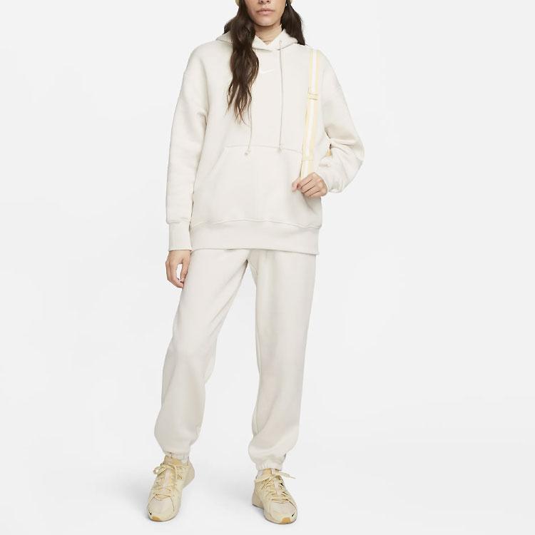 Nike Женский флисовый пуловер большого размера с капюшоном цвета «Феникс», светлый оревуд, коричневый/парус, женская уличная одежда DQ5860-104