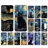 Чехол для телефона для Moto G86 G85 G75 G15 G05 G56 G72 G53 G54 G84 G60 G31 G32 G24 G 5G G Play Звездная ночь Ван Гог кот