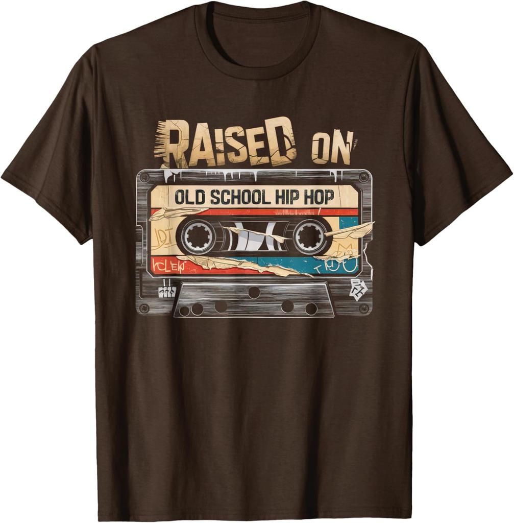 Raised On Old School Hip Hop Cassette Graphic TShirt Unisexs Casual Cotton Crewneck Tee