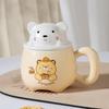 Милая кружка «Маленький медвежонок» для офисной девушки, креативная студенческая с крышкой и ложкой, чашка для воды, бытовая чашка для молока и завтрака