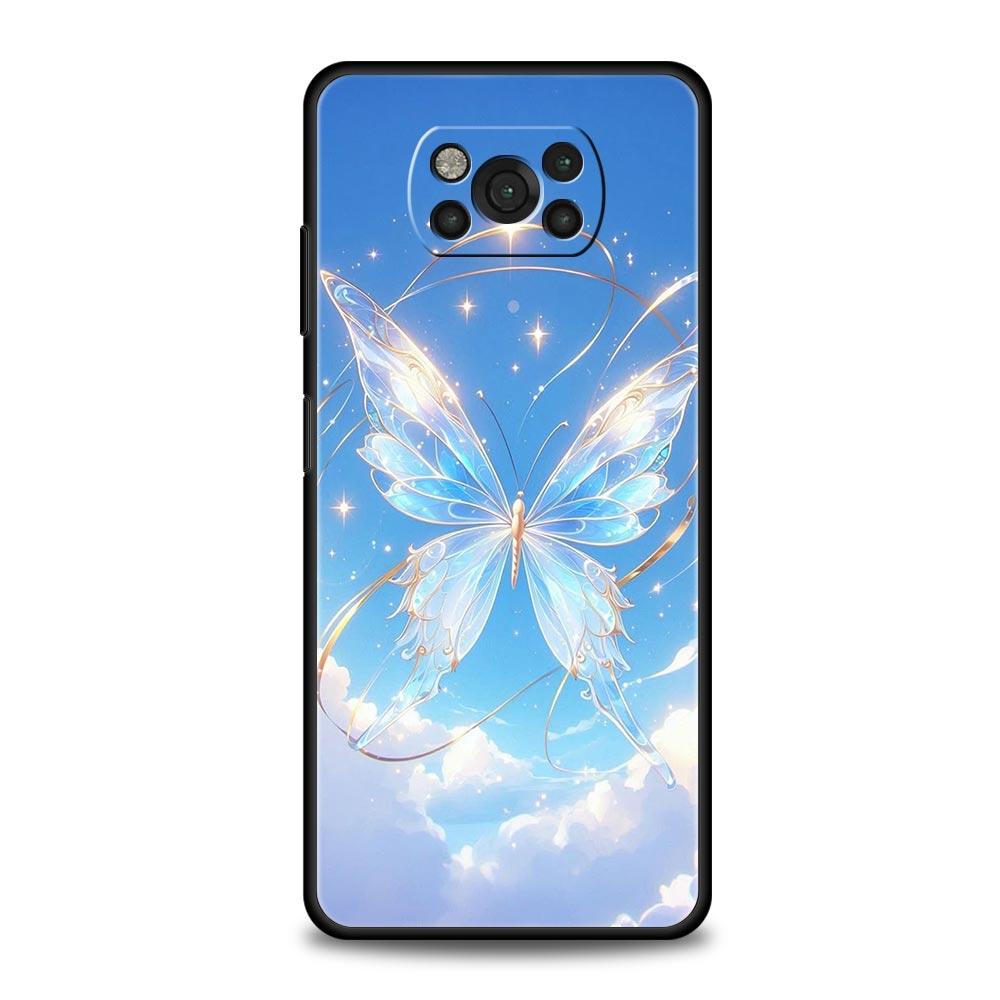 Чехол-бампер с дизайном бабочки для Xiaomi Poco F7 Ultra F6 F5 F4 F3 X6 X5 X4 X3 NFC C51 C55 M4 GT 5G Мягкий ТПУ корпус Fundas