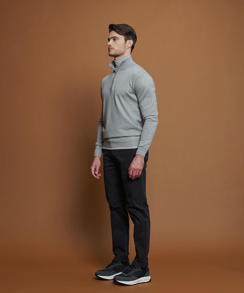 PANICALE Light Gray Soft Half-Zip Knit (Type B)