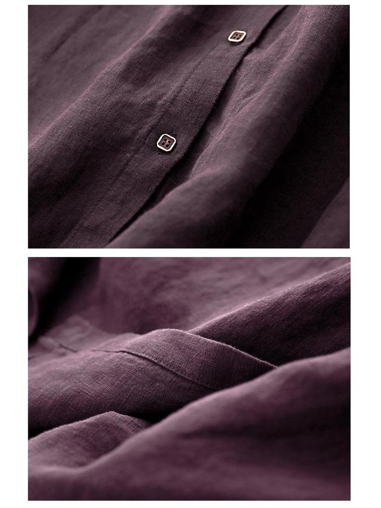 Женское хлопково-льняное платье с V-образным вырезом цвета бордо, с открытой передней частью, с длинными рукавами, облегающее, весна/осень 2025