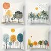 Modern Watercolor Tree And Sun Print Throw Pillow Coversuitable For Sofa Car Bedroom Decorative Cushion Cover Pillow Cover