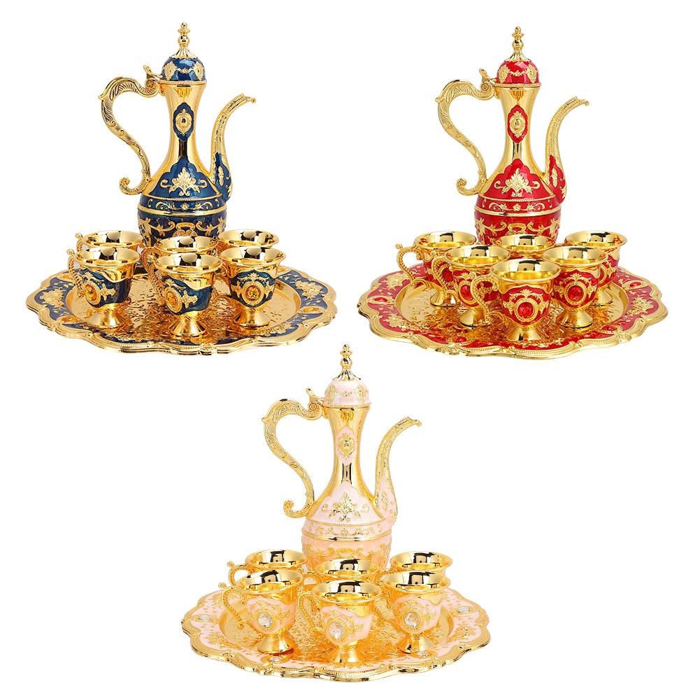 Metal Wine Drinking Cups Hip Flask Set Russian Style Home Art Crafts Wedding Gift