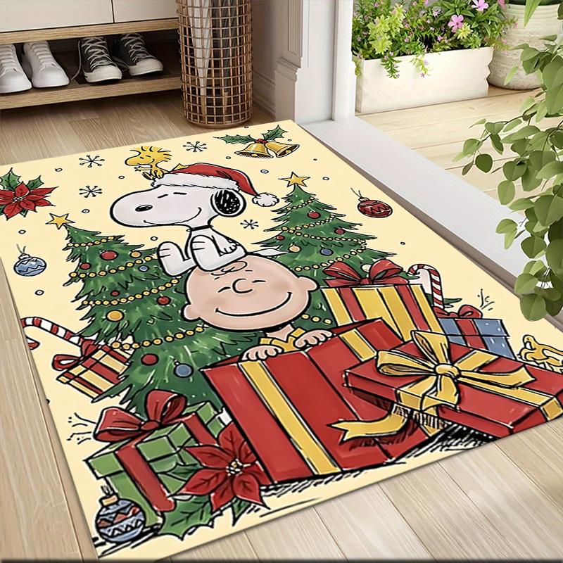 Snoopy'S Festive Christmas Carpet Rug Soft Washable Anti Slip Home Living Room Sofa Mats Personalized Christmas Rug