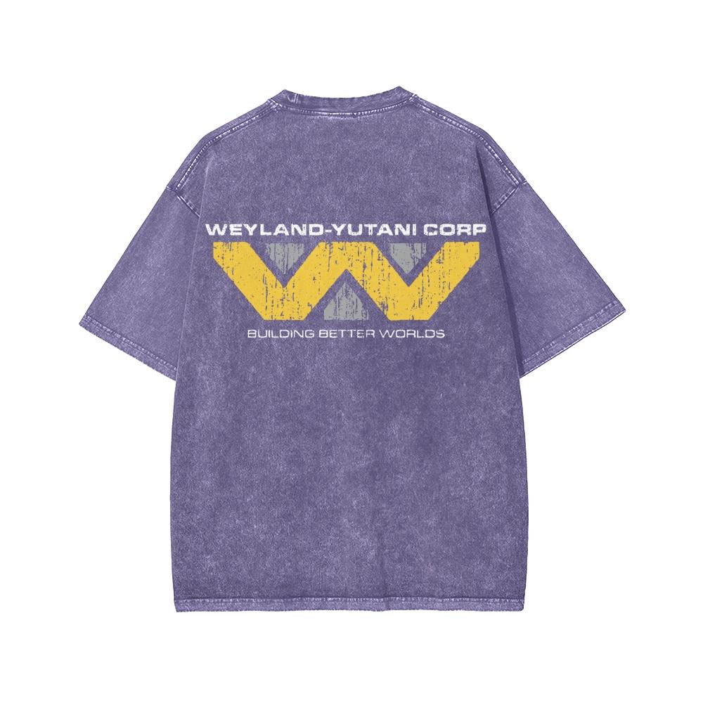 WEYLAND-YUTANI CORP Front And Back Printing Washed T-shirt