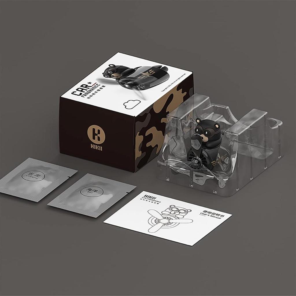 Pilot Bear Car Air Freshener with Spinning Propeller and Magnetic Clip for Car Vent Fragrance Diffuser