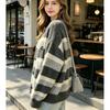 Womens Striped Alpaca Blend Knit Cardigan Loose Fit 2026 Casual Chic Outerwear