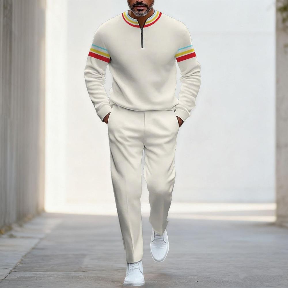 Весенне-осенняя модная уличная одежда Мужской комплект из двух предметов с длинными рукавами, на молнии до середины, со стойкой, мужская повседневная спортивная одежда