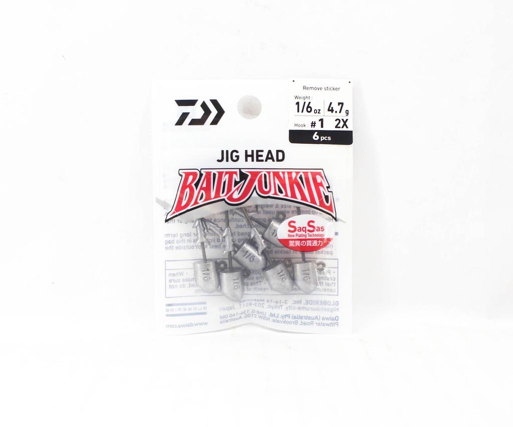 Daiwa Jig Head Bait Junkie 1/6 Oz 6 Per Pack Hook Size 1 (3534)