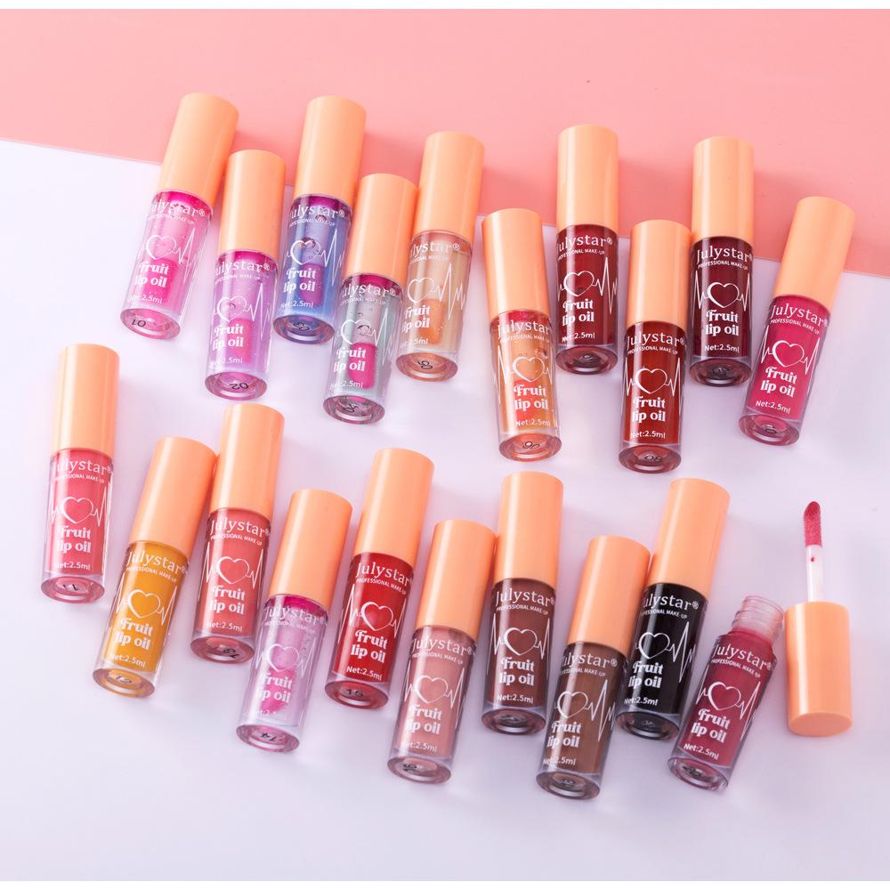 10-color Fruit Flavor Water Lip Gloss Set Moisturizing Color Changing Lip Gloss Waterproof Pearl Shine Lip Glaze To Improve Lip Lines and Dry Lips