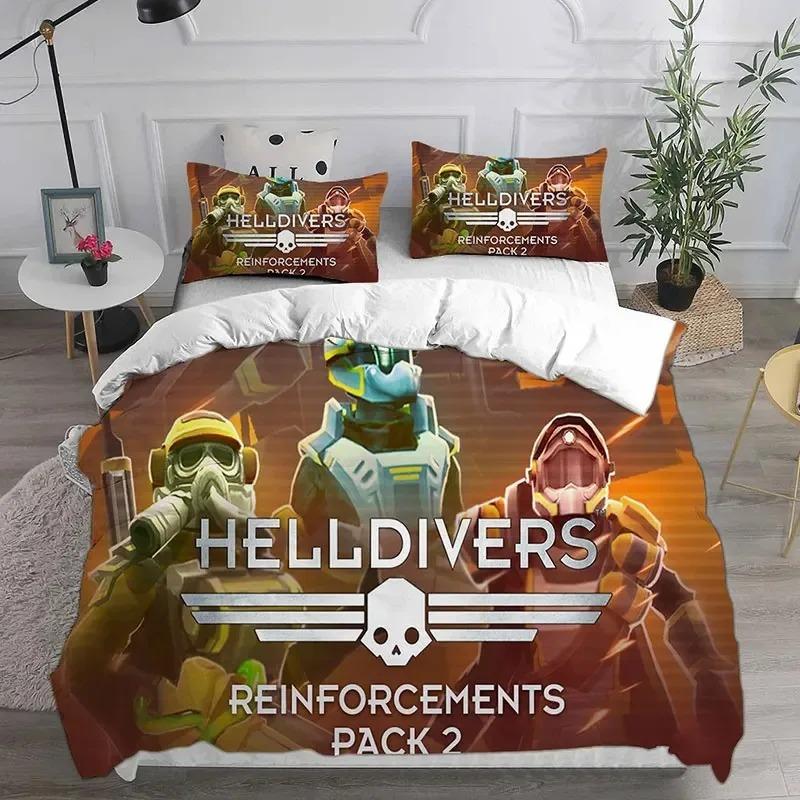 3D Helldivers 2 Bedding Collections Comforter Quilt Bed Cover Duvet Cover Pillow Case 2 3 Pieces Collections Boys Adult Size Home Use Textiles
