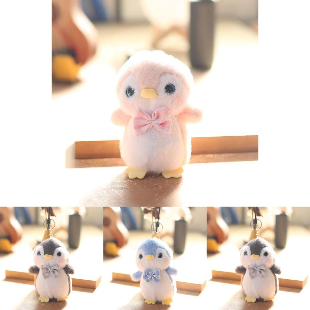 Пингвин Плюшевая Игрушка Брелок Шарм для Рюкзака Мягкий Кроличий Мех Чучело Животное 14см Подарок для Детей