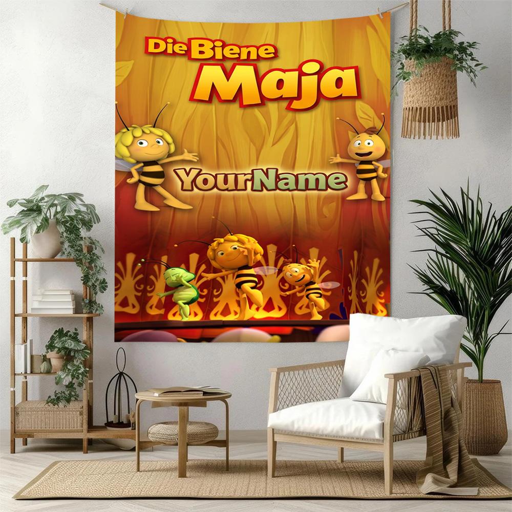 Biene Maja Custom Your Name Wall Decor Tapestry Art For Pet Memorial Birthdaywedding Party Backdrop Family Gift