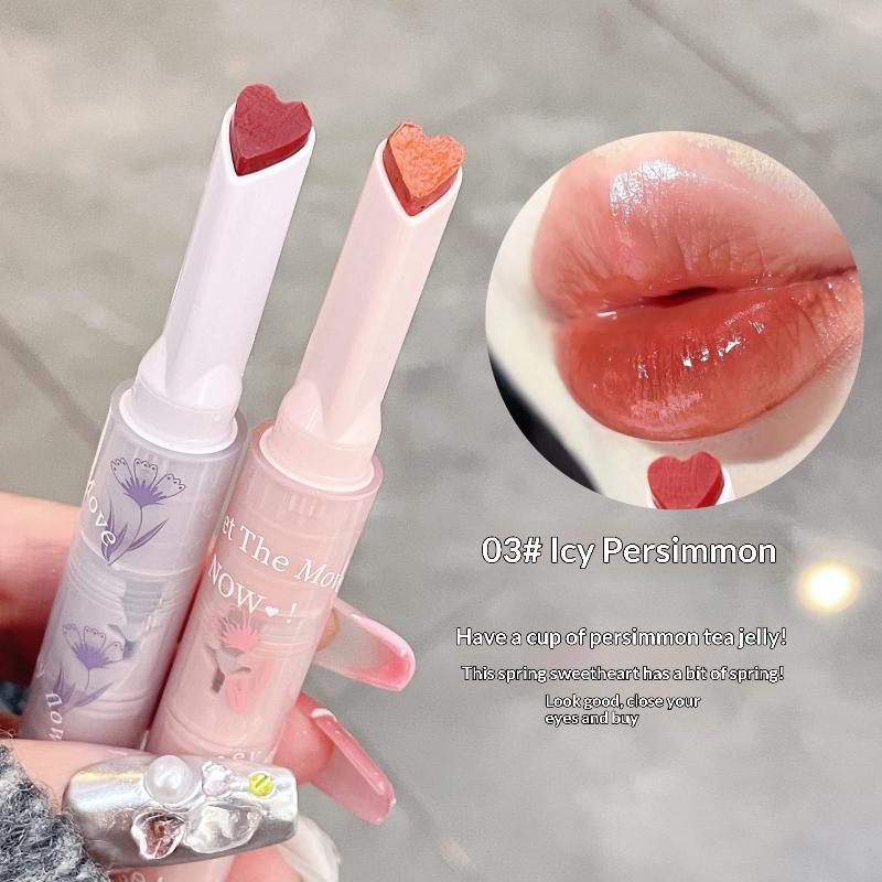 Водно-легкий блеск для губ Зеркальный глиттер Тинт для губ Стойкий Увлажняющий Помада-карандаш в форме сердечка для макияжа губ Косметика