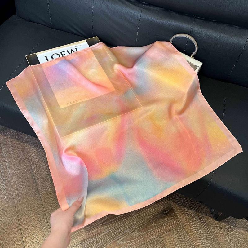 New Korean version of versatile printed decorative silk scarf, Chinese style temperament, elegant streamer, hair tie, bag, small scarf
