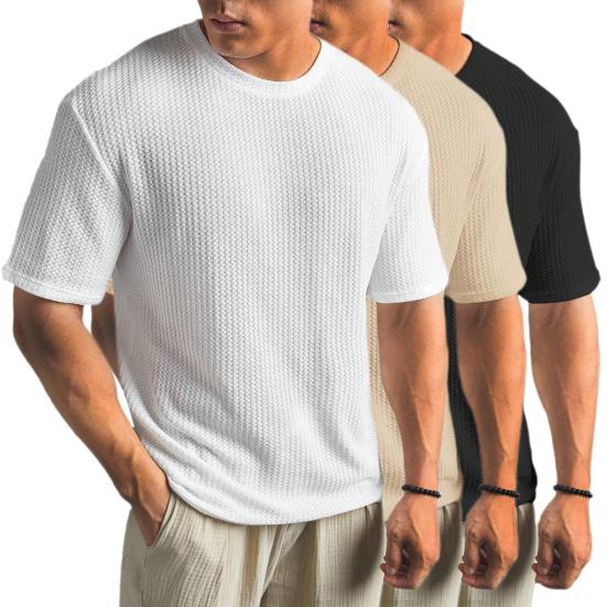 Мужская летняя футболка однотонная с круглым вырезом и короткими рукавами, мягкая, дышащая, эластичная, свободная, спортивная, деловая, повседневная