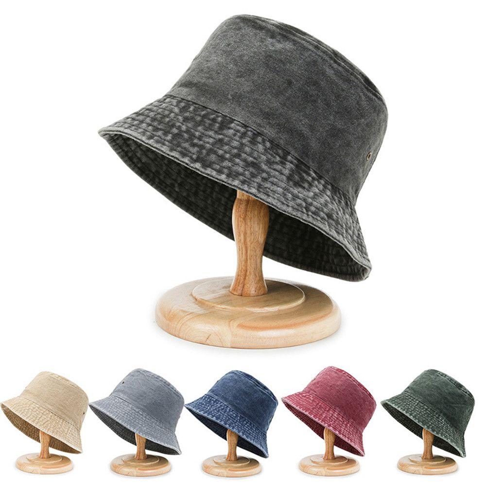Kids Girls Boys Casual Washed Denim Wide Brim Beach Fishing Cap Bucket Hat Sun Hat Fisherman Cap