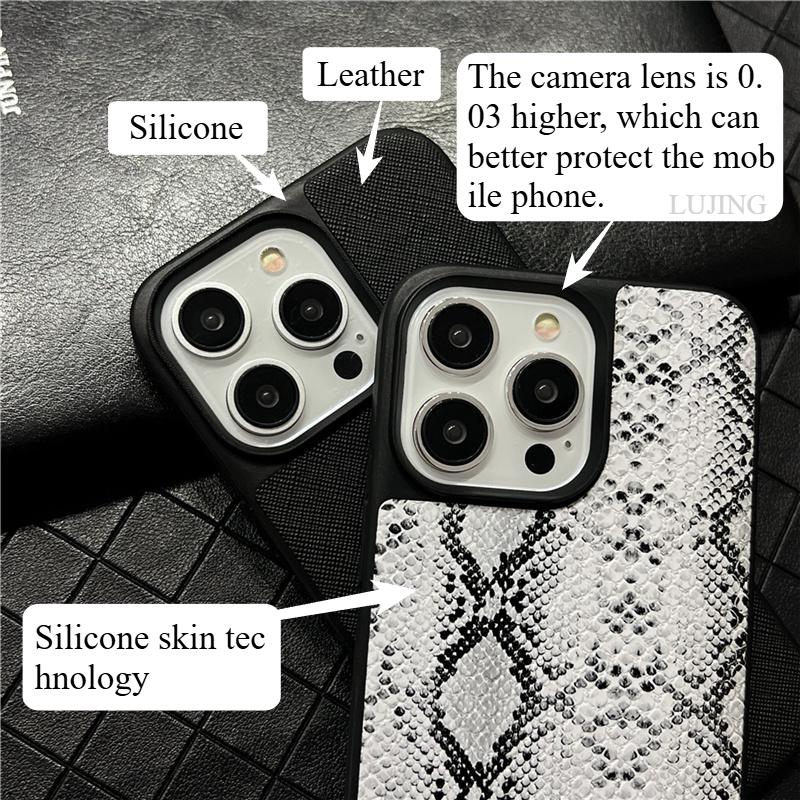 Роскошный чехол из кожи леопарда и змеи для защиты от падений для iPhone 16 15 13 12 11 14 17 Pro Max Plus 17 Air XS XR противоударный чехол