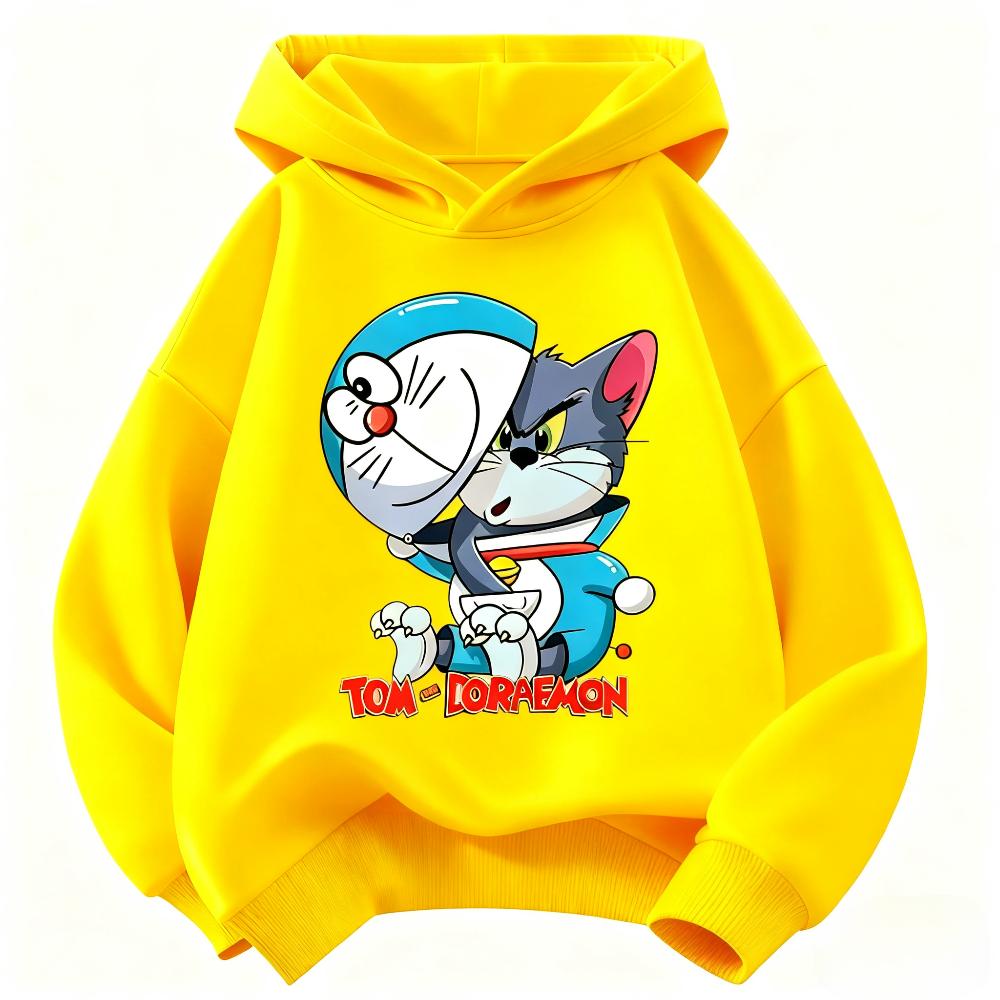 Новая детская толстовка Doraemon для мальчиков и девочек, осенне-зимняя теплая детская толстовка с капюшоном
