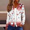 Women's Fashion Christmas Print Casual Zip-Up Long-Sleeved Hooded Jacket