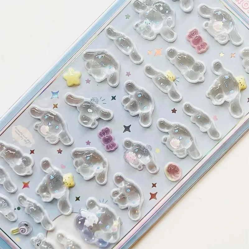 2025 Cute Cinnamoroll Kuromi My Melody Hello Kitty 3D Resin Stickers Anime Themed DIY Scrapbooking Decoration Gifts kids Toys