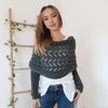 Knitted Cable Wrap with Sleeves Solid Color Hollow Twist Crochet Pattern Women Shawl Scarf