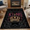 Regal Crown on Black Background Patterned carpet, non slip mat suitable for living room and bedroom sofas