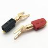 Позолоченный Y-образный банан-штекер 4 мм без пайки с самоблокирующимся гнездом с защелкой