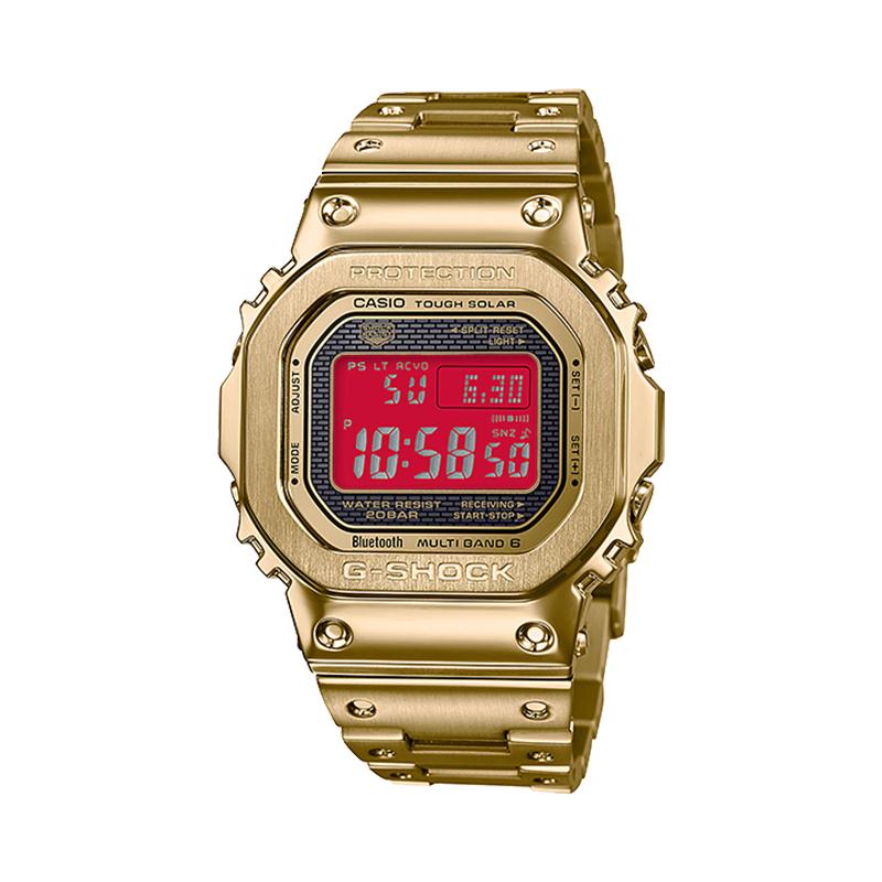 Casio Коллекция GMW B5000GD 9A Часы с солнечным питанием Металлический ремешок Унисекс Красный циферблат GMW-B5000GD-9A(Watch4--)