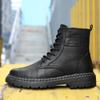 Fashion New Trend Spring Autumn Boots Men Snow Boots Genuine Leather Mens Outdoor Boots Punk Motorcycle Man Shoes Thick Heel Adulto Shoe