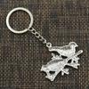 Fashion 30mm Key Ring Metal Key Chain Keychain Jewelry Antique Silver Color Plated Magpie Bird Stand Branch 42x49mm Pendant