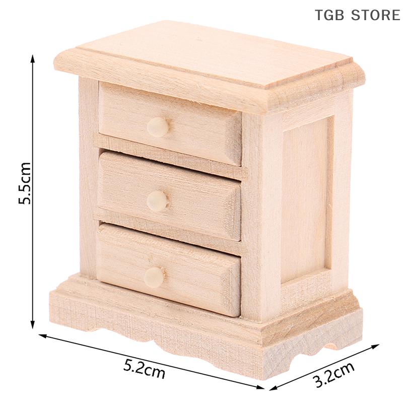 1PCS Wooden Miniature Bedside Cupboard 1:12 Dollhouse Furniture DIY Accessories Decor
