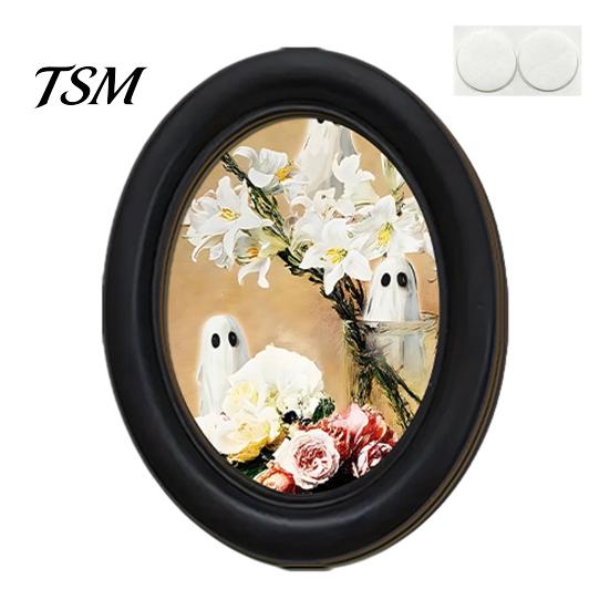 Modern Wall Art Decor Funny Ghost Halloween Art, Vintage Spooky Framed Painting, Small for Studio Cute Oval Home Bedroom Washroom Decoration