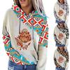 Women's Aztec Hoodie Geometric Pattern Long Sleeve Colour Block Pullover Drawstring Sweatshirt
